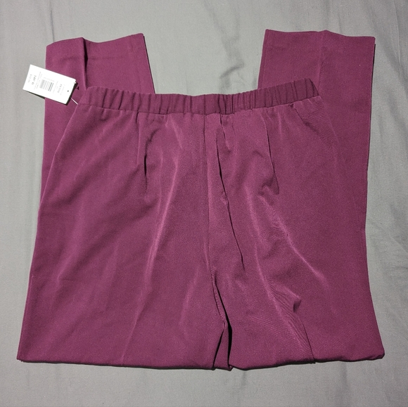 NWT TanJay Womens Burgundy slacks size 14P Elastic waist band casual pants - Picture 4 of 7